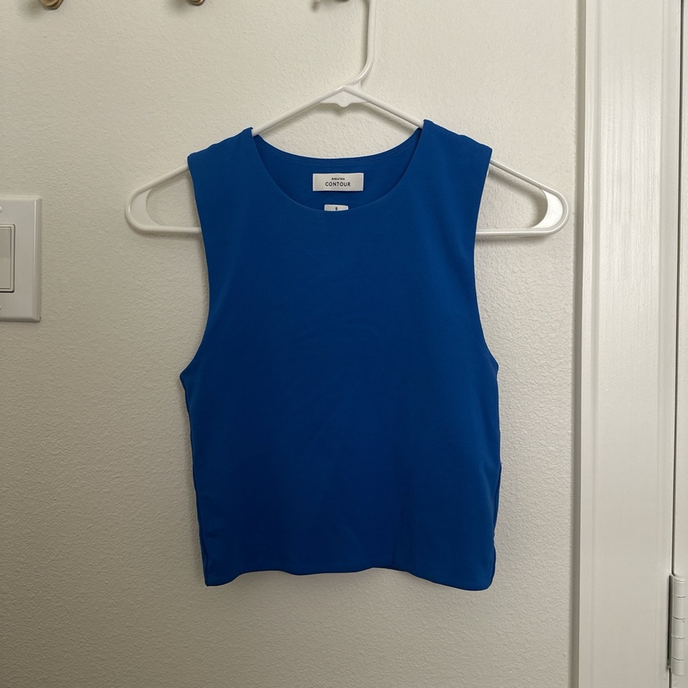 Babaton Blue Fitted Crop Tank Top